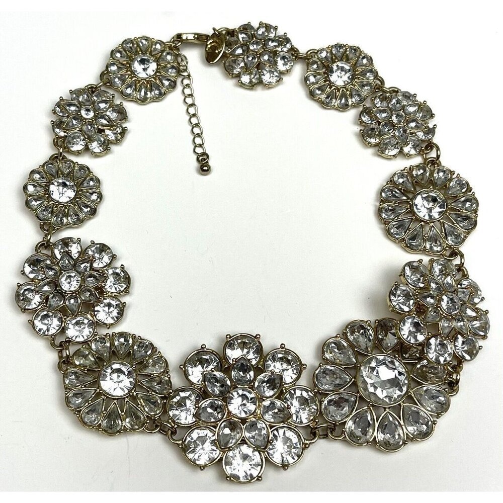 VTG Rhinestone Starburst and Goldtone Couture STATEMENT NECKLACE Signed CC EUC - Picture 2 of 5